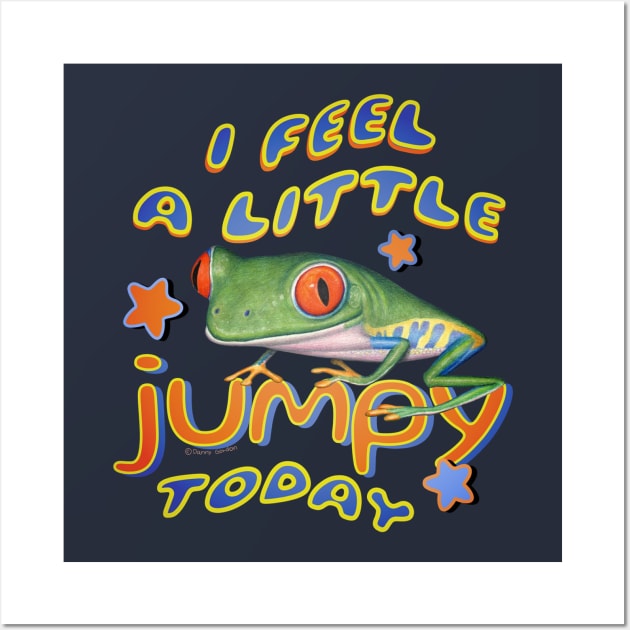 Funny Cute Jumpy Red Eyed Tree Frog Wall Art by Danny Gordon Art